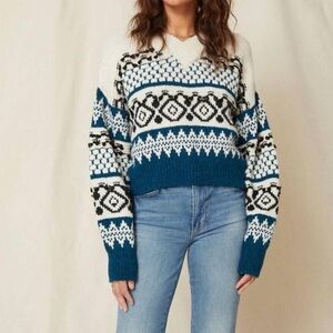 AMO Fringe Alpaca Fair Isle Knit Pullover Sweater Women’s Large